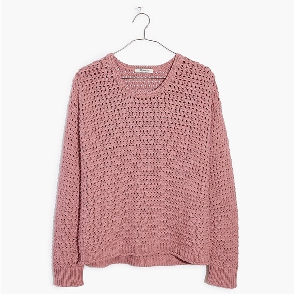MADEWELL Open-Stitch Austen Pullover Sweater Berry Pink Coastal Beachy Size XS - Picture 11 of 11